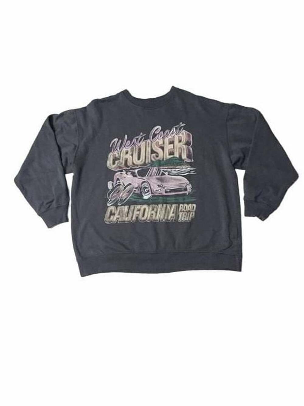 Hollister West Coast Cruiser Sweatshirt Size L Charcoal Grey Graphic
